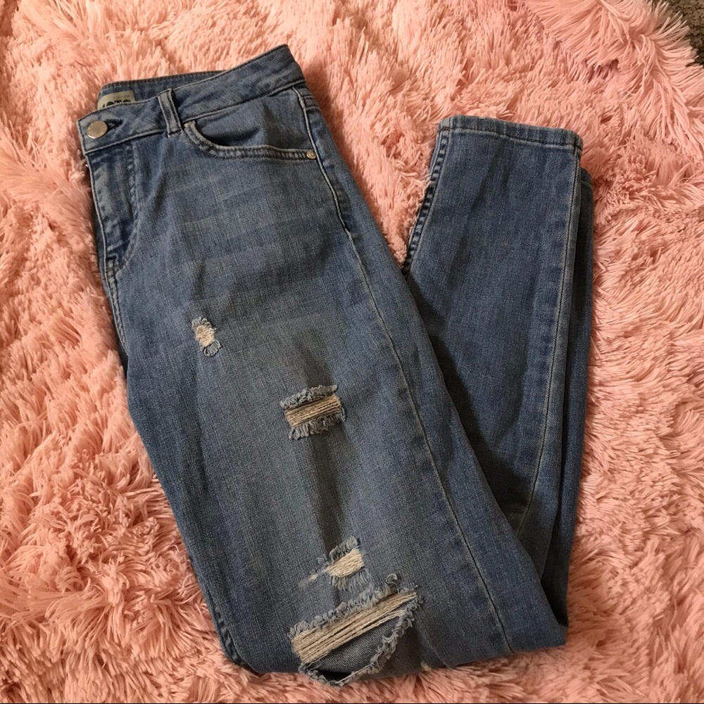 topshop distressed Moto denim jeans